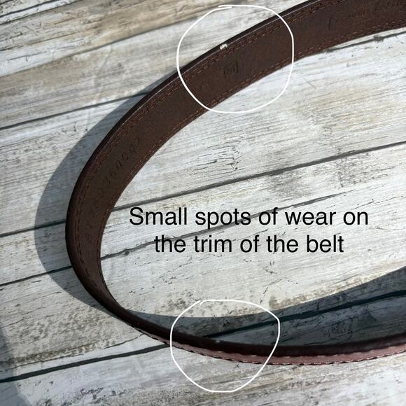 Fossil Leather Belt Sz Med Red 31” Metal Buckle Western Boho Earthy Classic - Picture 12 of 12